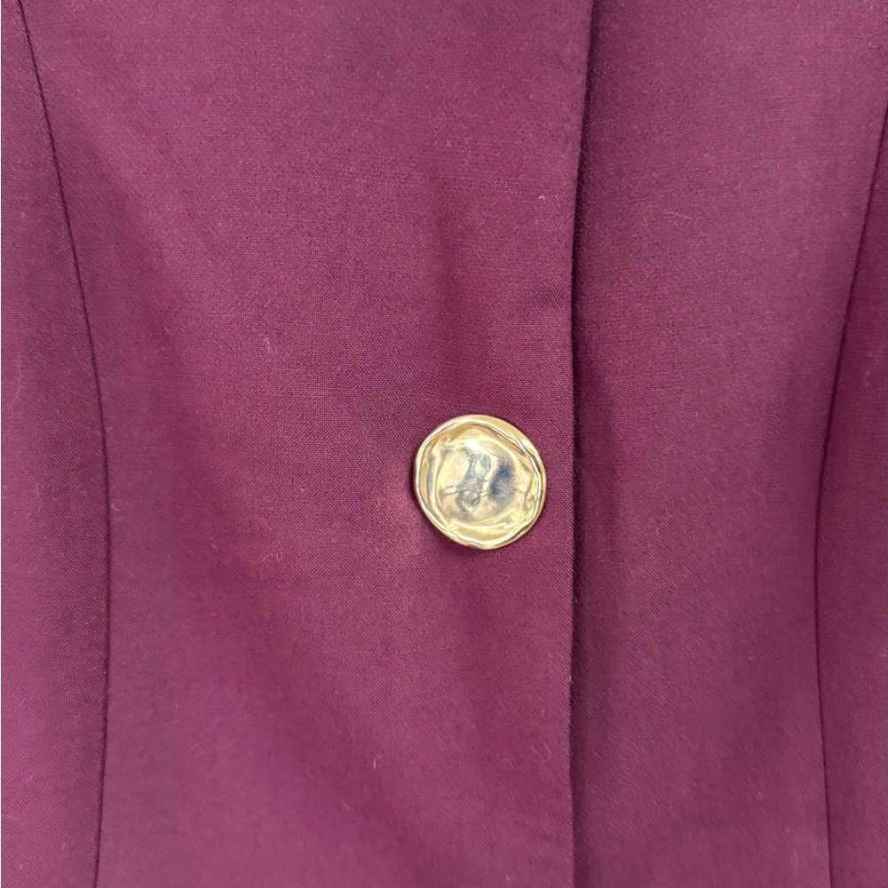 Zara Plum Tailored Frock Coat Long Blazer with Gold Metal Buttons Size XS​ - Picture 8 of 8